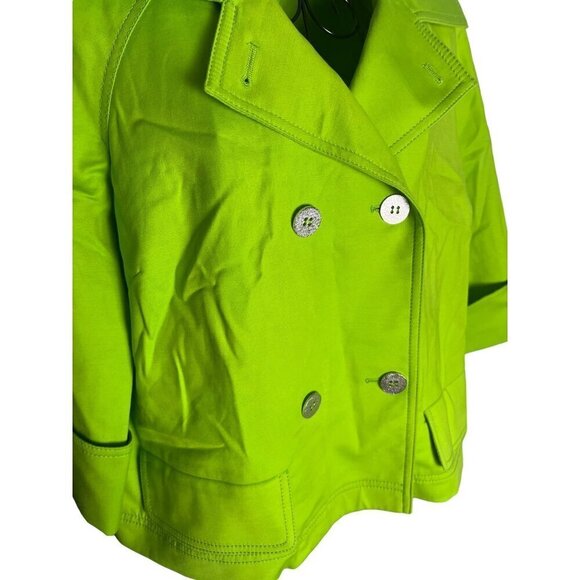 St. John Women's S Lime Green Double Breasted Jacket Cotton Bright Preppy Twee - Picture 2 of 8